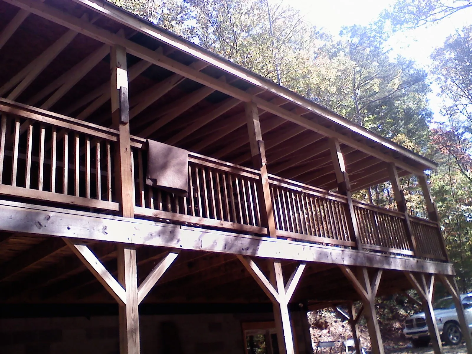 Timber framing under a new elevated porch and deck — Roof Leak Repair in Beaver Dams by Roofing Brothers